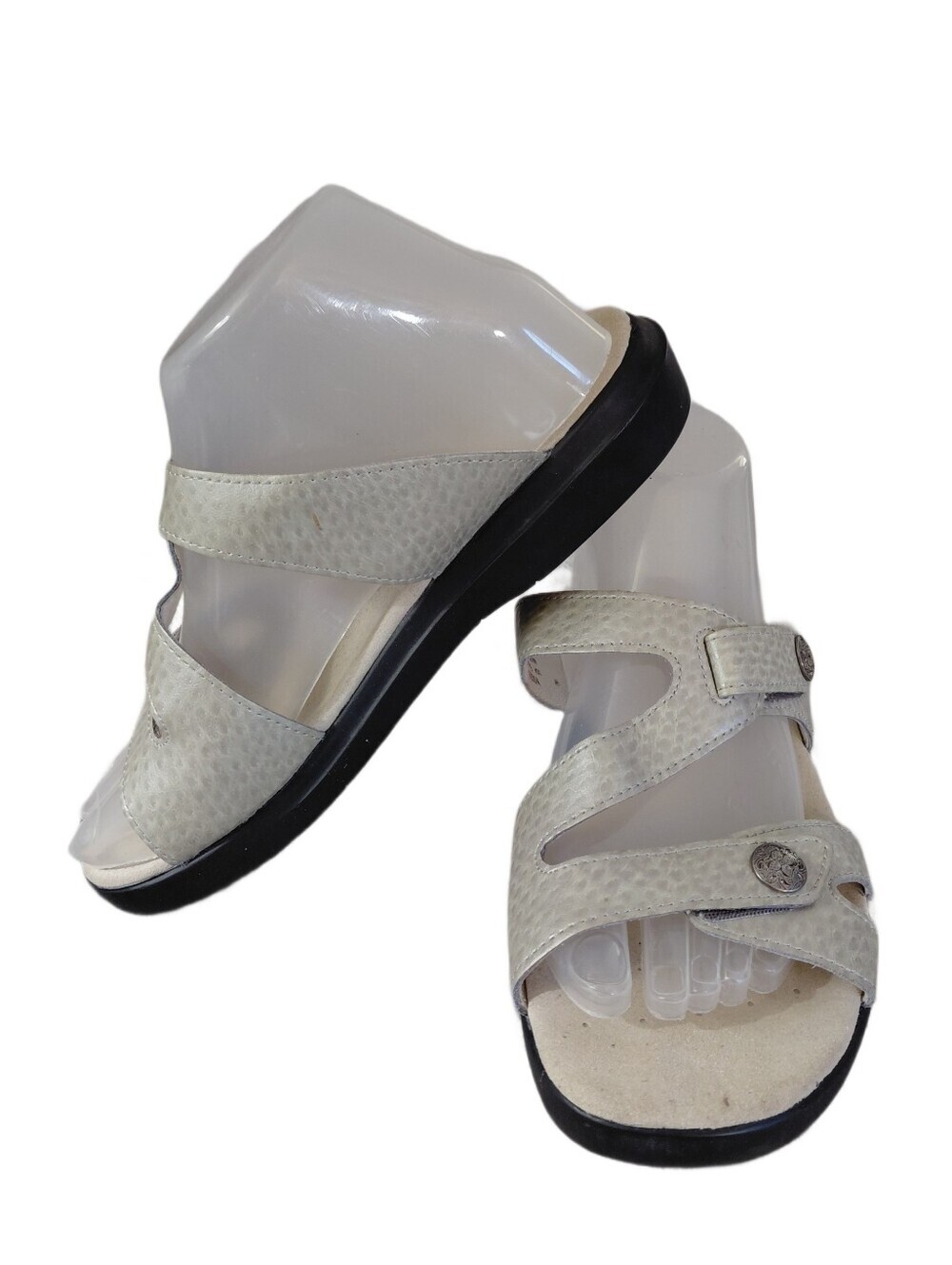 Propet Silver Adjustable Strappy Slide Sandals Size 6.5